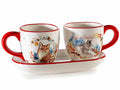 Set da due pezzi di tazzine da caffè in ceramica con decori animali della neve e piattino / vassoio, Tazzina: Ø 6,5 cm x 6 H