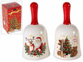 Campanelle in ceramica con decori natalizi in confezione regalo, set da 4 pezzi, Ø 7 cm x 13,5 H