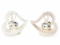 Cuori in porcellana con luce led e stick in legno per diffusione profumo /, set da 2 pezzi, cm15x5,5x13H (con stick15)
