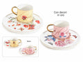 Tazzine da caffé con piattini in porcellana, manico e decori in oro, set da 2 pezzi, Tazzina: Ø 8 cm x 6,5 H