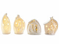 Presepe con Sacra Famiglia luminoso in porcellana bianca con luce LED, set da 4 pezzi, cm 6 x 6 x 12,5 H