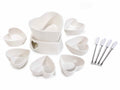 Set fonduta cioccolato a cuore con 4 forchettine in porcellana, adatto anche, Set fondue: cm 15x14x12 H