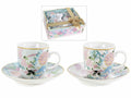 Confezione due tazzine da caffè stile vintage in porcellana con piattino, set da 2 pezzi, Tazzina: Ø 5,5, cm x 6 H