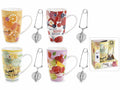Tazze da tè / tisane in porcellana decorata con filtro a pinza in metallo, set da 4 pezzi, Tazza: Ø 8,5 cm x 13,5 H