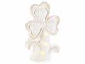 Decori a trifogli in porcellana con luci led e decorazioni a cuore, set da 2 pezzi, cm 9,5 x 5,5 x 14 H