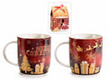 Tazze di Natale in porcellana con stampa a tema e scritta Merry Christmas, set da 4 pezzi, Tazza: Ø 8,5 cm x 9 H