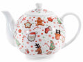 Teiere di Natale in porcellana con decorazioni a babbo natale, pan di zenzero, set da 2 pezzi, cm 21 x 14 x 13,5 H