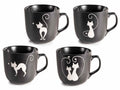 Tazze in porcellana ad effetto opaco con decorazioni gatto e orecchie, set da 8 pezzi, Ø 9 cm x 10 H