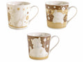 Tazze in porcellana con decoro elefantini, set da 6 pezzi, Ø 9,5 cm x 9,5 H