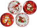 Piatti di Natale per alimenti in porcellana decori natalizi e animaletti, set da 8 pezzi, Ø 20,5 cm