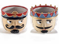 Set di 2 vasi di Natale decorativi a soldatino schiaccianoci in porcellana con decori in rilievo, Ø 15,5 cm x 13 H