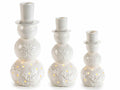 Pupazzi di neve portacandela in porcellana con luci LED, Grande: Ø 11 cm x 25 H