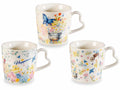 Tazze floreali in porcellana con manico a cuore, set da 6 pezzi, Ø 9,5 cm x 9 H