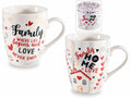 Tazze in porcellana con decorazioni e scritte famiglia in confezione regalo, set da 6 pezzi, Tazza: Ø 8 cm x 10,5 H
