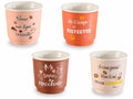 Tazzina da caffè a bicchierino in porcellana con scritte e decori a tema, set da 12 pezzi, Ø 6 cm x 6 H