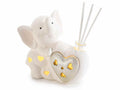 Elefantini in porcellana con cuore dorato, luce LED e stick per diffusore, set da 2 pezzi, cm 11x6,5x10,5 H(con stick13)