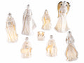 Statuine del Presepe in porcellana con dettagli dorati e luci LED, Angelo: cm 10,5x8,5x20,5 H