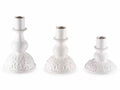Portacandela di Natale in porcellana con decori a fiocco di neve, per candela a stelo, Grande: Ø 10,5 cm x 16,5 H