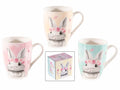Tazze di Pasqua in porcellana con coniglietto e fiori in confezione regalo, set da 6 pezzi, Ø 8 cm x 10,5 H