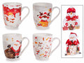 Tazze di Natale in porcellana con fantasia a tema in confezione regalo sagomata, set da 8 pezzi, Tazza: Ø 8 cm x 10,5 H