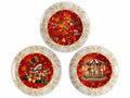 Piatti con fantasia vintage natalizia in porcellana lucida alimentare, set da 6 pezzi, Ø 20,5 cm