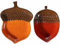 Piatti / vassoio autunnali in ceramica colorata a forma di ghianda con decori, set da 4 pezzi, cm 16,5 x 21,5 H
