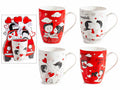 Tazze in porcellana per San Valentino con decori coppia di innamorati, set da 8 pezzi, Tazza: Ø 8 cm x 10,5 H