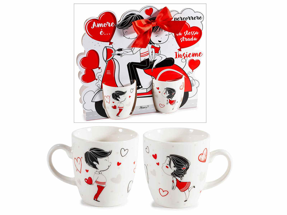 Set tazzine da caffè in porcellana con decorazioni coppia di innamorati, set da 6 pezzi, Tazzina: Ø 5,5 cm x 6 H