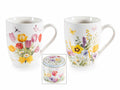 Tazze in porcellana con decori floreali in confezione regalo di metallo, set da 4 pezzi, Tazza: Ø 8 cm x 10,5 H