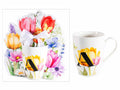 Tazze in porcellana con stampa floreale e lettera iniziale A in confezione, set da 3 pezzi, Tazza: Ø 8 cm x 10,5 H