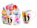 Tazze in porcellana con stampa floreale e lettera iniziale D in confezione, set da 3 pezzi, Tazza: Ø 8 cm x 10,5 H