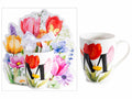 Tazze in porcellana con stampa floreale e lettera iniziale M in confezione, set da 3 pezzi, Tazza: Ø 8 cm x 10,5 H