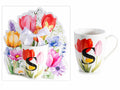 Tazze in porcellana con stampa floreale e lettera iniziale S in confezione, set da 3 pezzi, Tazza: Ø 8 cm x 10,5 H