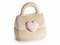 Scatoline in porcellana a forma di borsetta con cuore in rilievo, set da 6 pezzi, cm 9,5 x 6,5 x 10 H