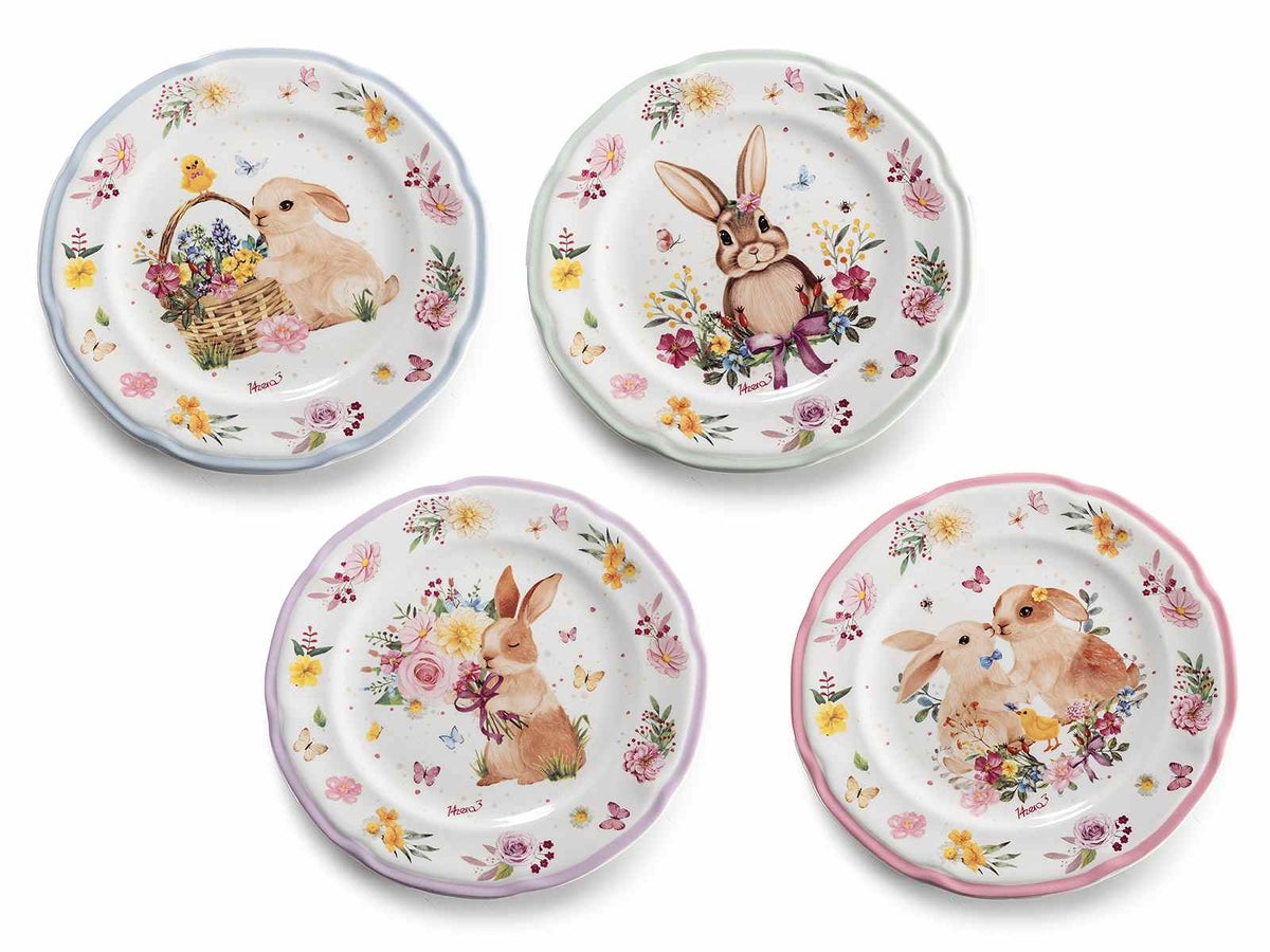 Piatti di Pasqua adatti al contatto alimentare in porcellana decorata, set da 8 pezzi, Ø 20 cm