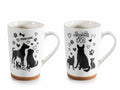 Tazza in porcellana con base colorata e incisioni cani, set da 8 pezzi, Ø 8,5 cm x 12 H