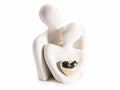 Coppia di innamorati in porcellana con cuore dorato, ideale per bomboniere nozze, set da 4 pezzi, cm 9,5 x 7 x 12 H