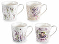 Tazze in porcellana con stampa tema lavanda, set da 8 pezzi, Ø 9,5 cm x 9 H