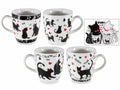 Tazzine da caffè in porcellana con stampa gatti in confezione regalo sagomata, set da 4 pezzi, Tazzina: Ø 5,5 cm x 6 H