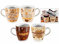 Tazzine da caffè in porcellana con stampa a tema in confezione regalo sagomata, set da 4 pezzi, Tazzina: Ø 5,5 cm x 6 H