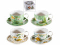 Tazze da tè / tisane natalizie in porcellana con piattino, in confezione regalo, set da 4 pezzi, Tazza: Ø 9 cm x 6,5 H