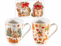 Tazze di Natale in porcellana con decoro biscottini pan di zenzero, set da 4 pezzi, Tazza: Ø 8 cm x 10,5 H