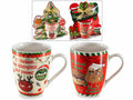 Tazze di Natale in porcellana con decoro frasi divertenti / simpatiche, set da 4 pezzi, Tazza: Ø 8 cm x 10,5 H