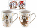 Tazze di Natale in porcellana con decoro animali del bosco, in confezione, set da 4 pezzi, Tazza: Ø 8 cm x 10,5 H