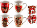 Tazze in porcellana con stampa orsetto innamorato, in confezione regalo, set da 4 pezzi, Tazza: Ø 8 cm x 10,5 H