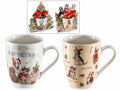Tazze in porcellana con decoro gatti e cani natalizi, in confezione regalo, set da 4 pezzi, Tazza: Ø 8 cm x 10,5 H