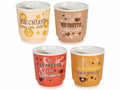 Bicchierini da caffè in porcellana colorata con scritte a tema, set da 8 pezzi, Ø 6 cm x 6 H