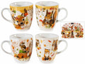 2 tazzine da caffè in porcellana con stampa animaletti del bosco, in confezione, set da 4 pezzi, Tazzina: Ø 5,5 cm x 6 H
