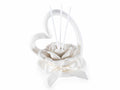 Profumatore a forma di rosa e cuore in porcellana, con stick in legno e fiocco, set da 4 pezzi, cm11,5x9x10,5H (con stick13)