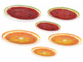 Piatti portata / vassoi ovali in vetro con stampa frutti estivi, set da 2 pezzi, Grande: cm 34,5 x 24,5 H